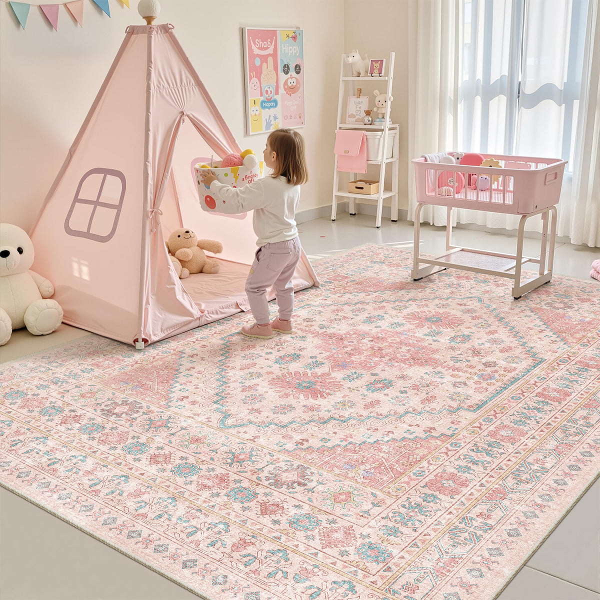 zesthome 5x7 Area Rugs for Living Room,Large Washable Rug,Orange