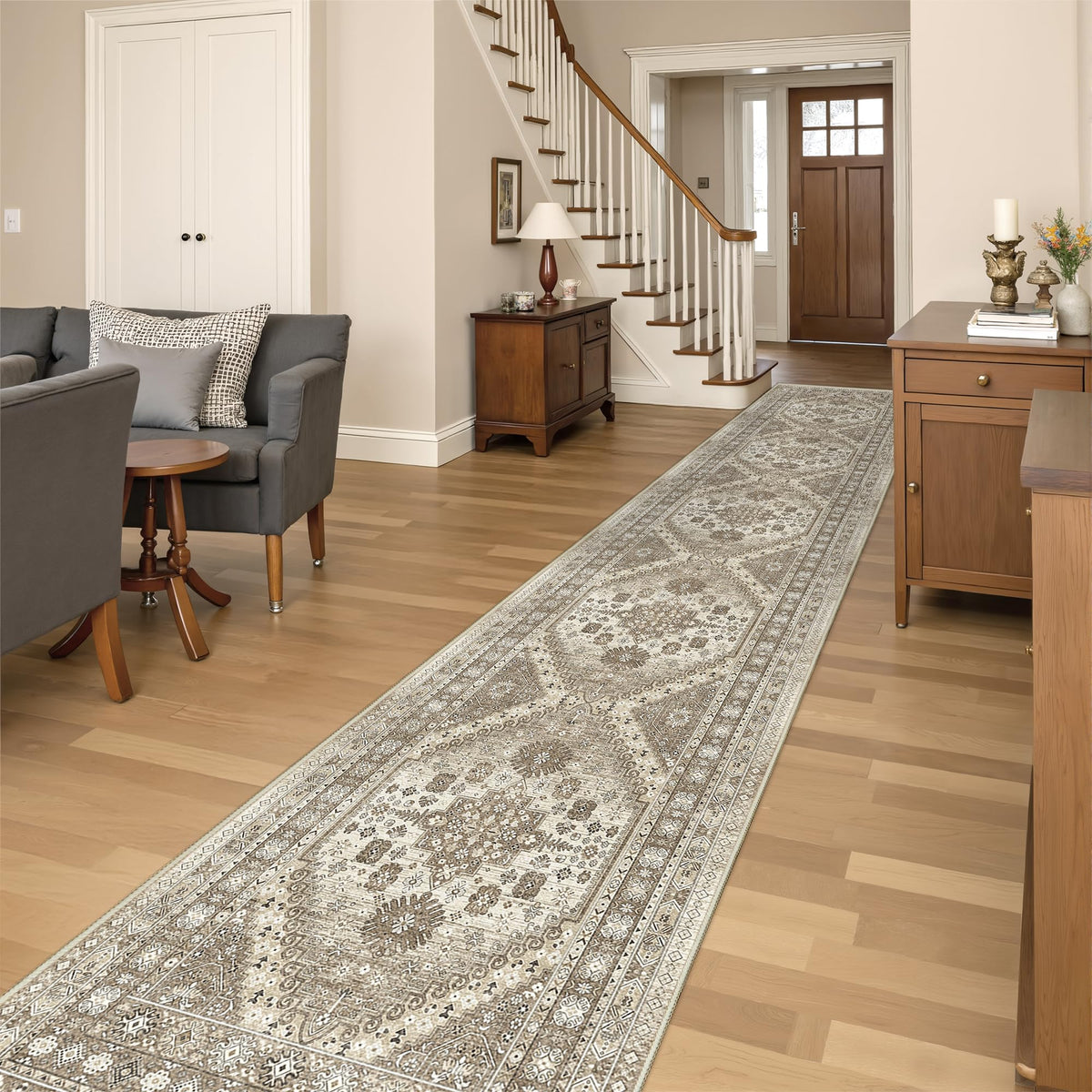 4x6 Area Rugs for Living Room, Non Slip Rugs for Bedroom, Beige