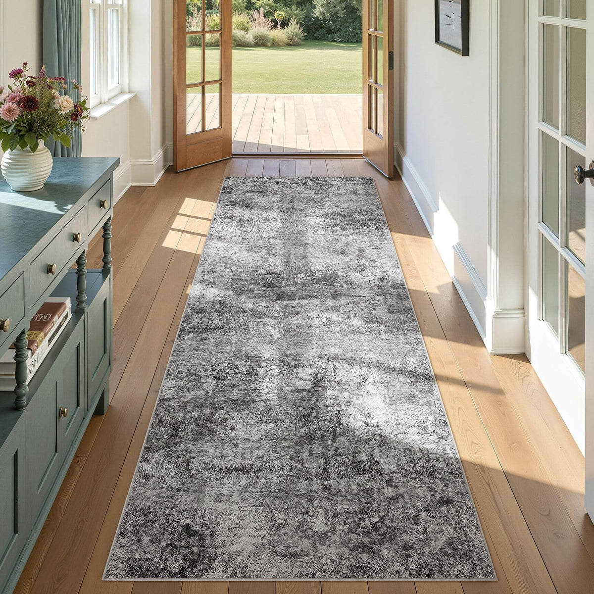 DMOYEST Area Rug Living Room Rugs 5x7 Washable Abstract Beige Blue Carpet