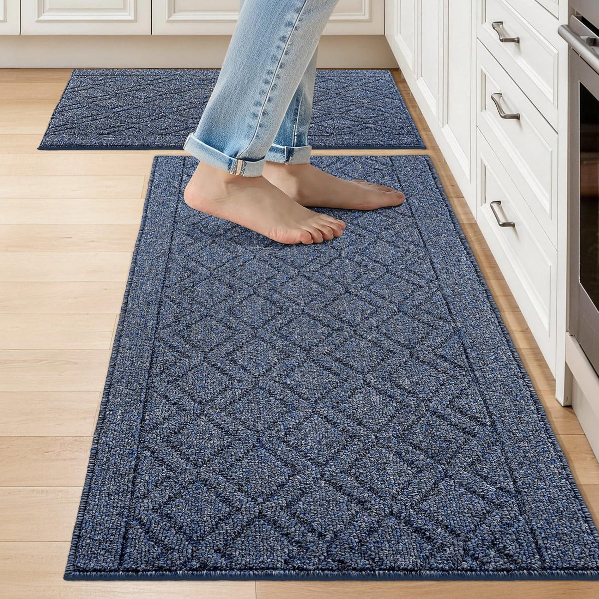 COSY HOMEER 48x20Inch/30X20Inch Kitchen Rug Mats,Grey