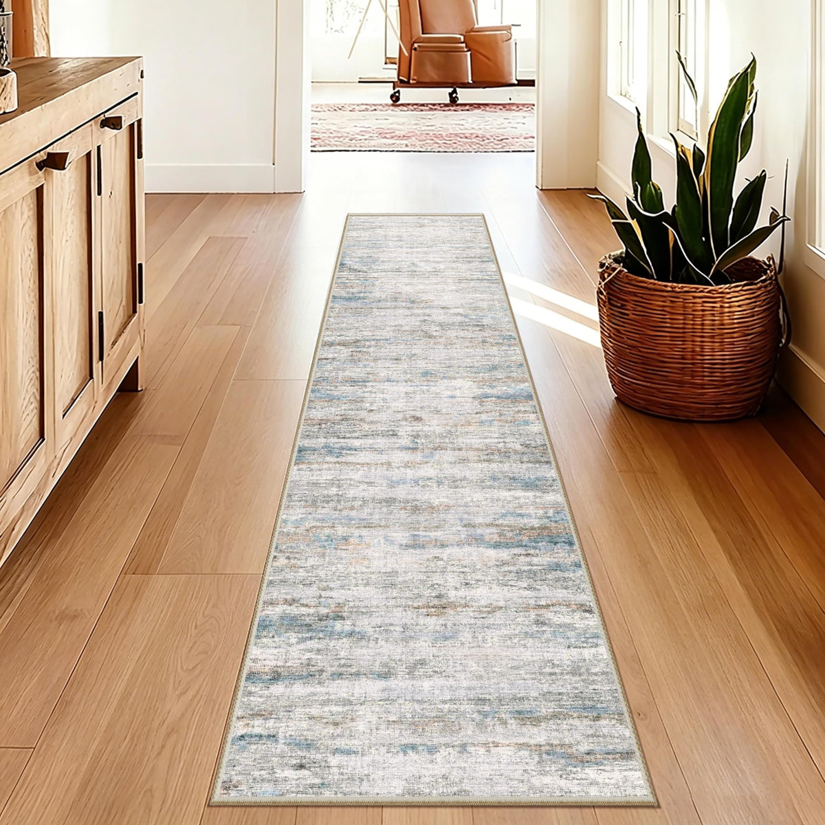 5x7 Area Rugs - Ultra-Thin Washble Rugs,Non-Slip Low Pile Abstract Print Rugs for Living Room,Home Office Decor,Stain Resistant Machine Washable Area Rug