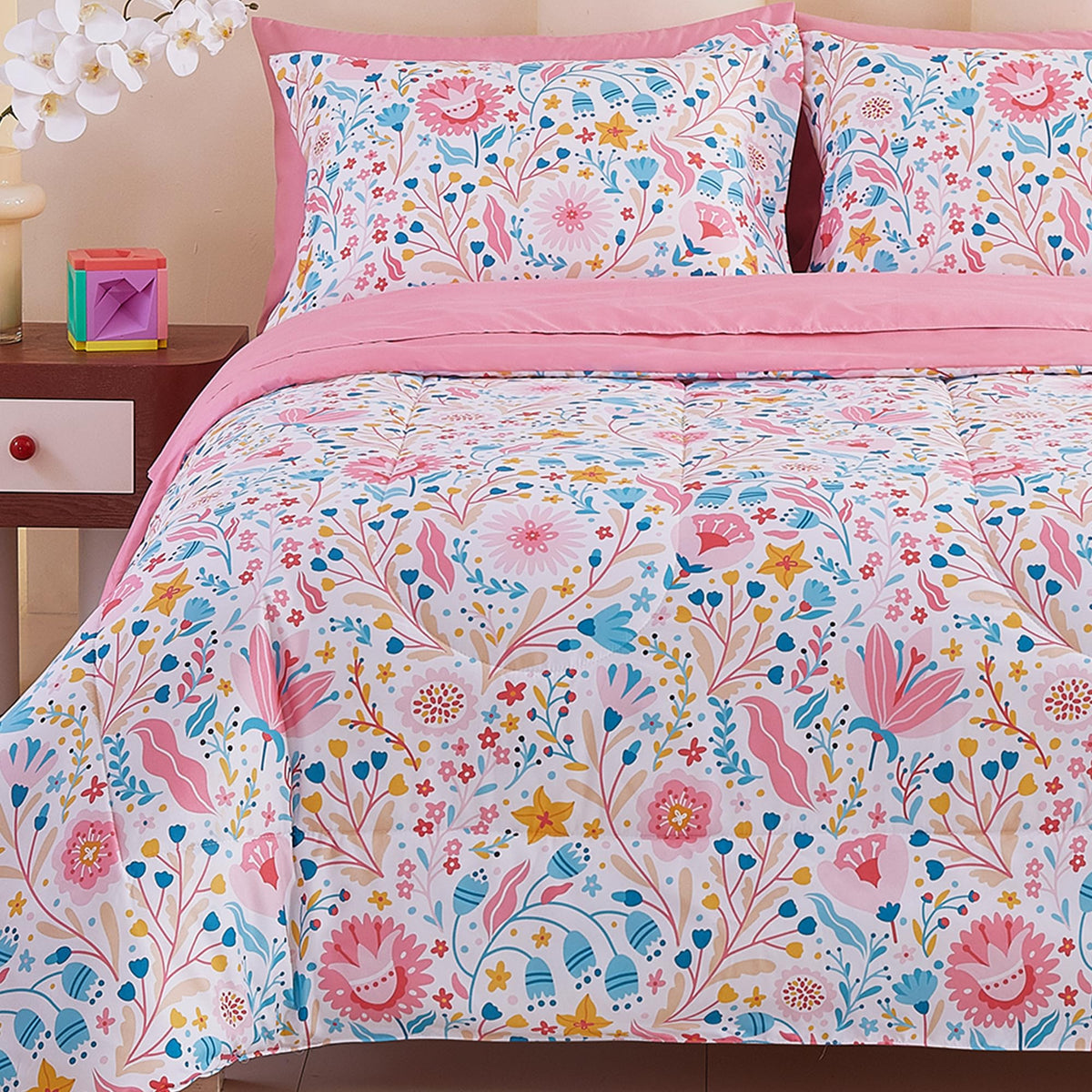 Viviland Kids Twin Bedding Sets, Boys Comforter, White Car