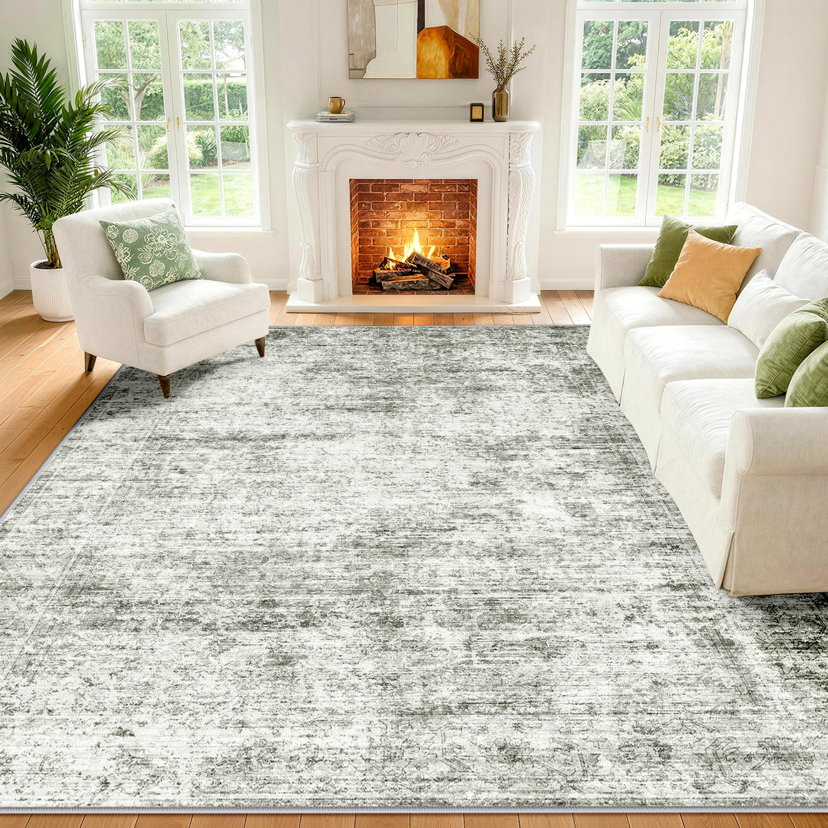 LIVELYGLOW 5x7 Washable Abstract Area Rug, Small Indoor Bedroom Dorm Rug