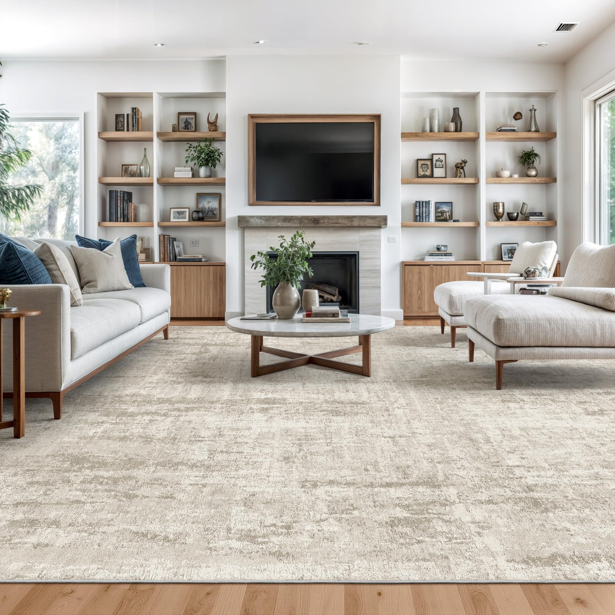 Valenrug Beige 8x10 Area Rugs for Living Room, Large Washable Rug Non Slip