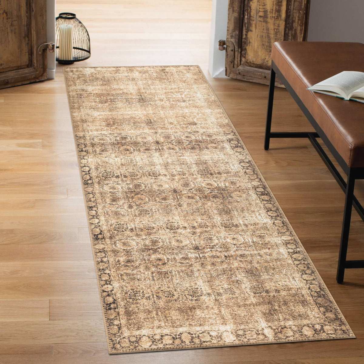Keen Home Design Vintage Washable Entryway Rug, Non-Slip Low Pile, 3x5