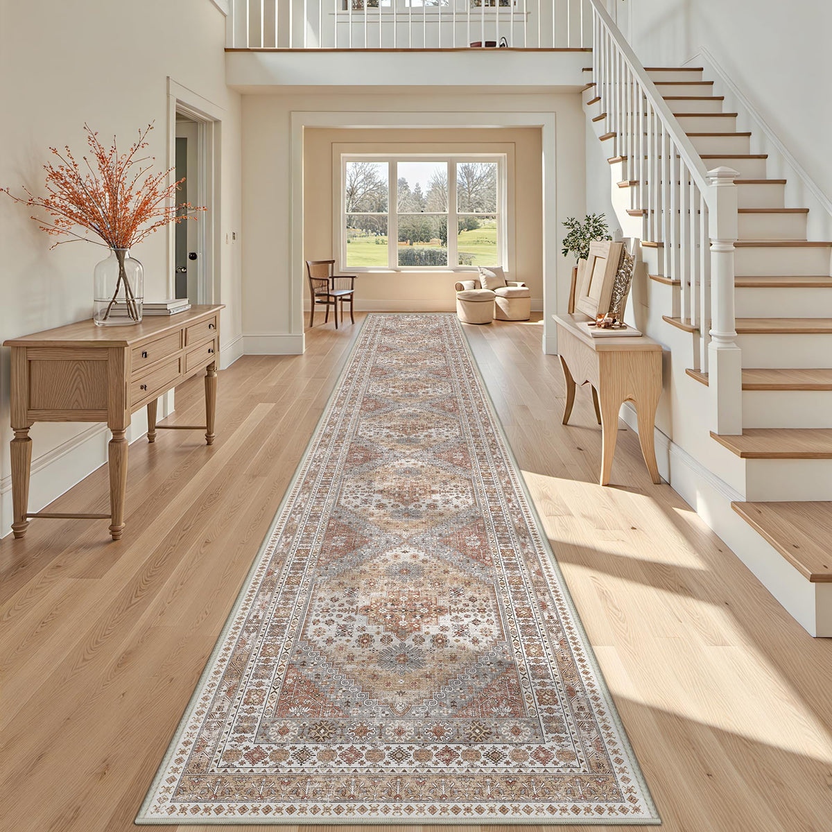 4x6 Area Rugs for Living Room, Non Slip Rugs for Bedroom, Beige