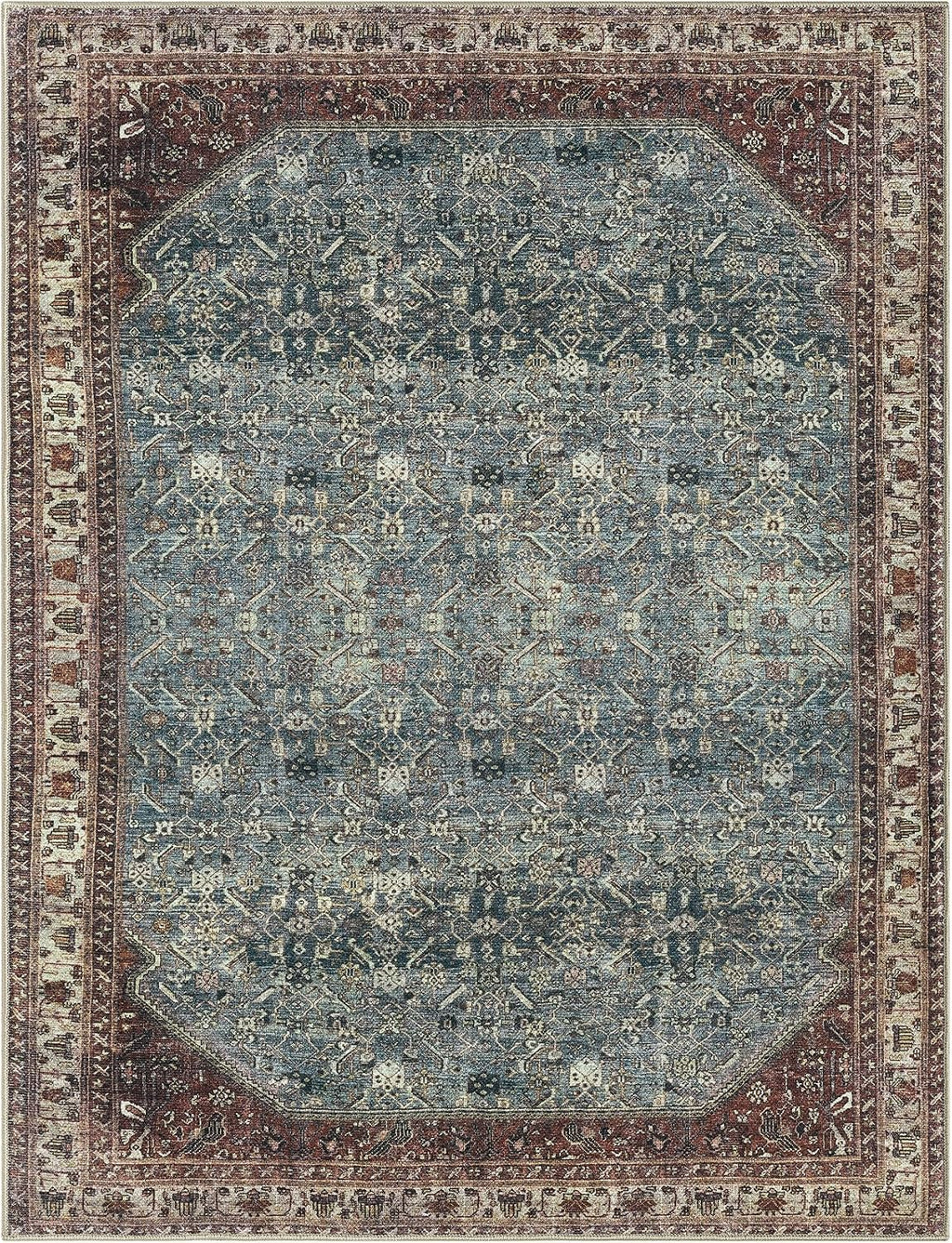 Keen Home Design Vintage Washable Entryway Rug, Non-Slip Low Pile, 3x5