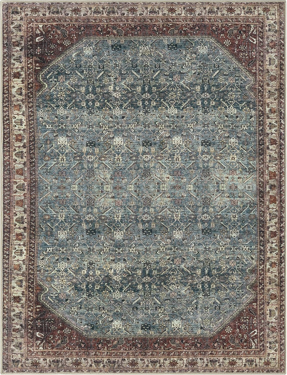 Keen Home Design Vintage Washable Entryway Rug, Non-Slip Low Pile, 3x5