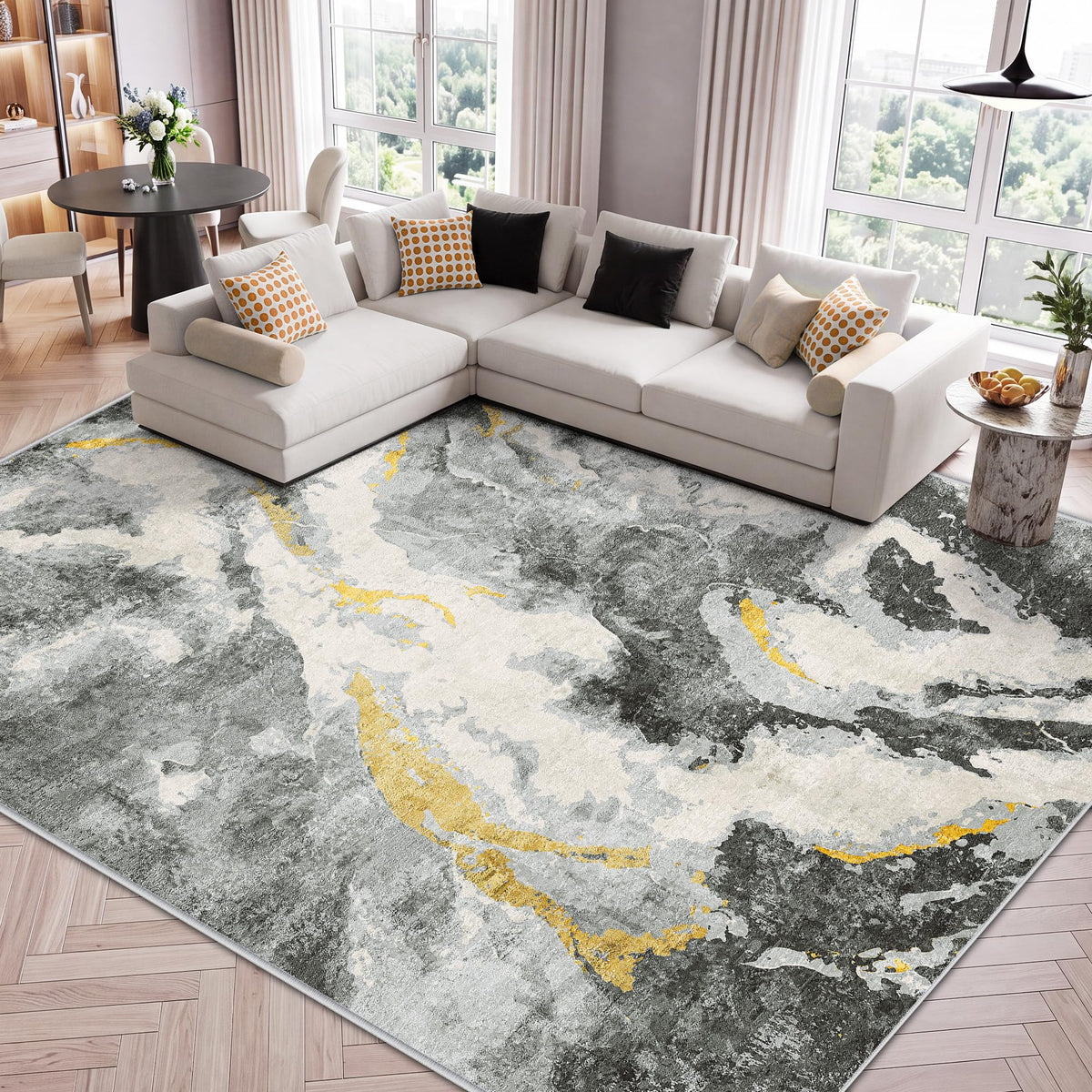 LIVELYGLOW 5x7 Washable Abstract Area Rug, Small Indoor Bedroom Dorm Rug