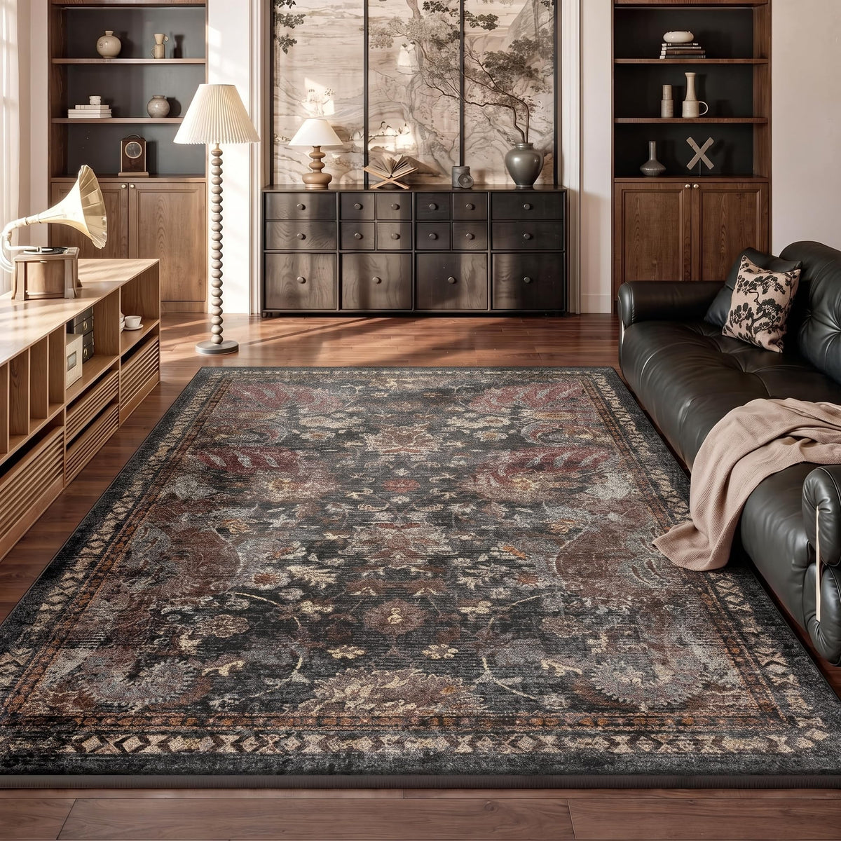 RUGIXE 5x7 ft Beige Washable Area Rug for Living Room,Vintage Boho,Non Slip