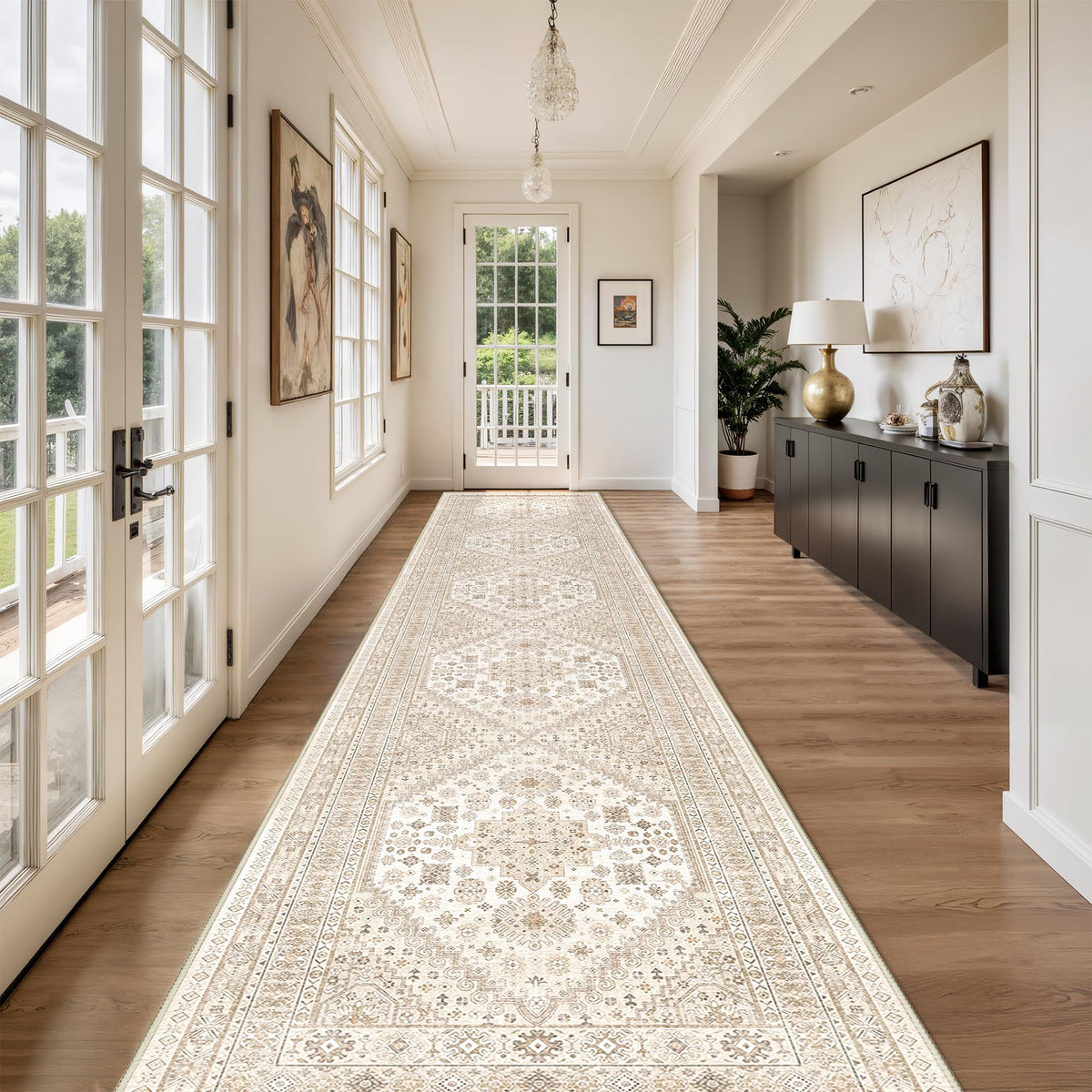 4x6 Area Rugs for Living Room, Non Slip Rugs for Bedroom, Beige