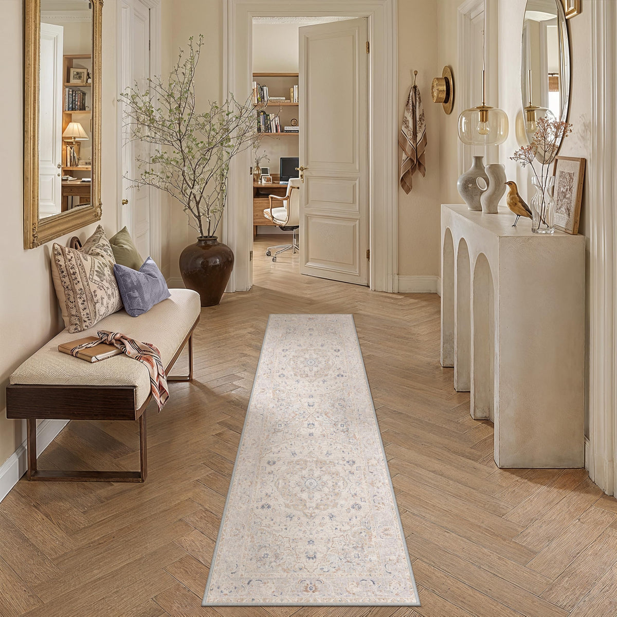 8x10 Beige Area Rug Vintage Carpet