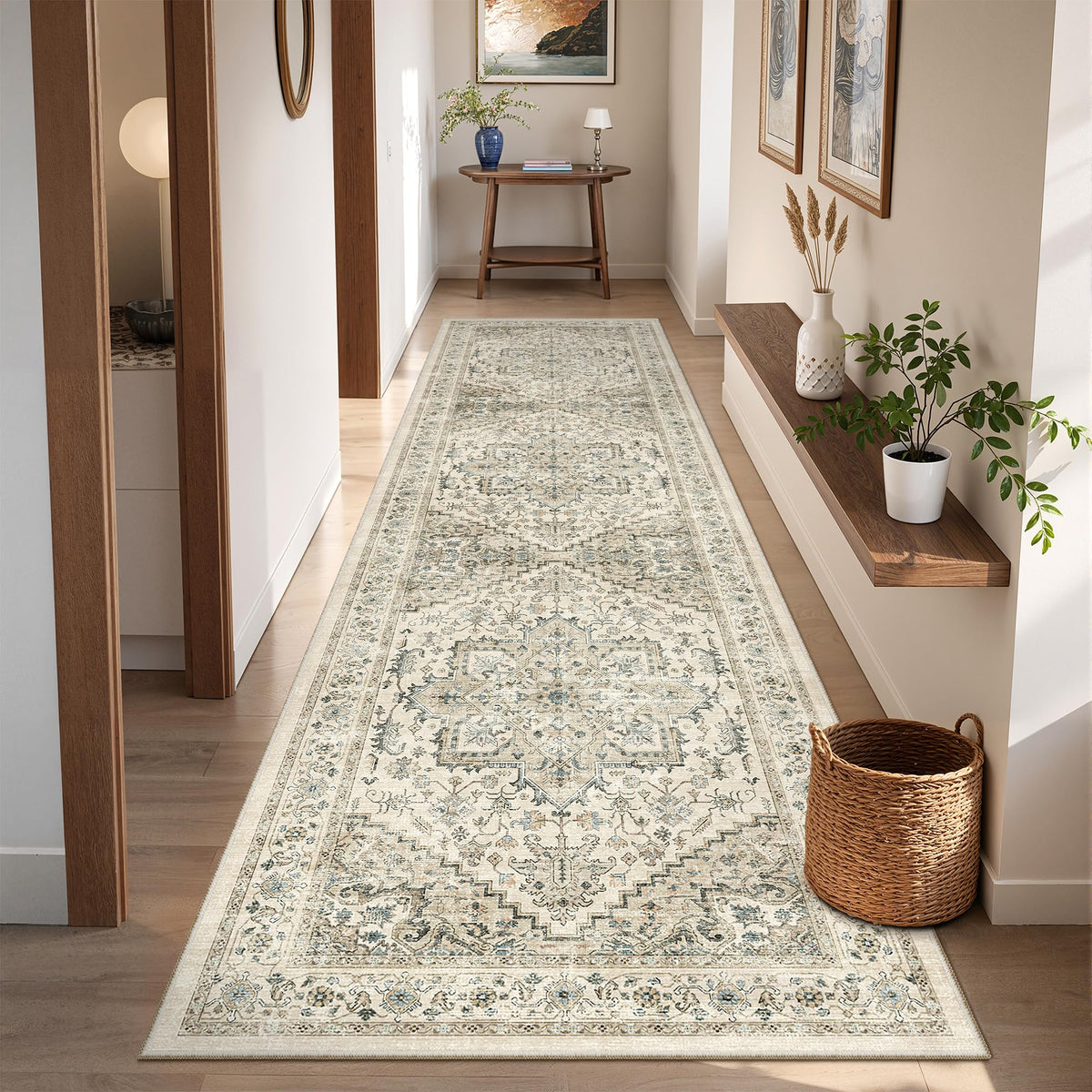 4x6 Area Rugs for Living Room, Non Slip Rugs for Bedroom, Beige