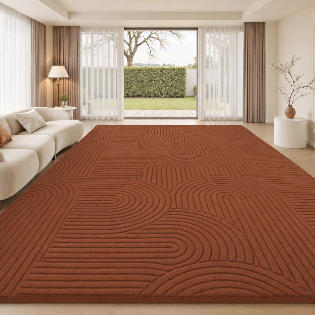 FAMVAL Modern Linear Jacquard Geometric Area Rug - Premium Anti-Slip Washable Large Size Contemporary Home Decor with Cozy Warmth, Barefoot Cushion for Living Room, Bedroom, Non Slip Rugs, Bedroom Inspo