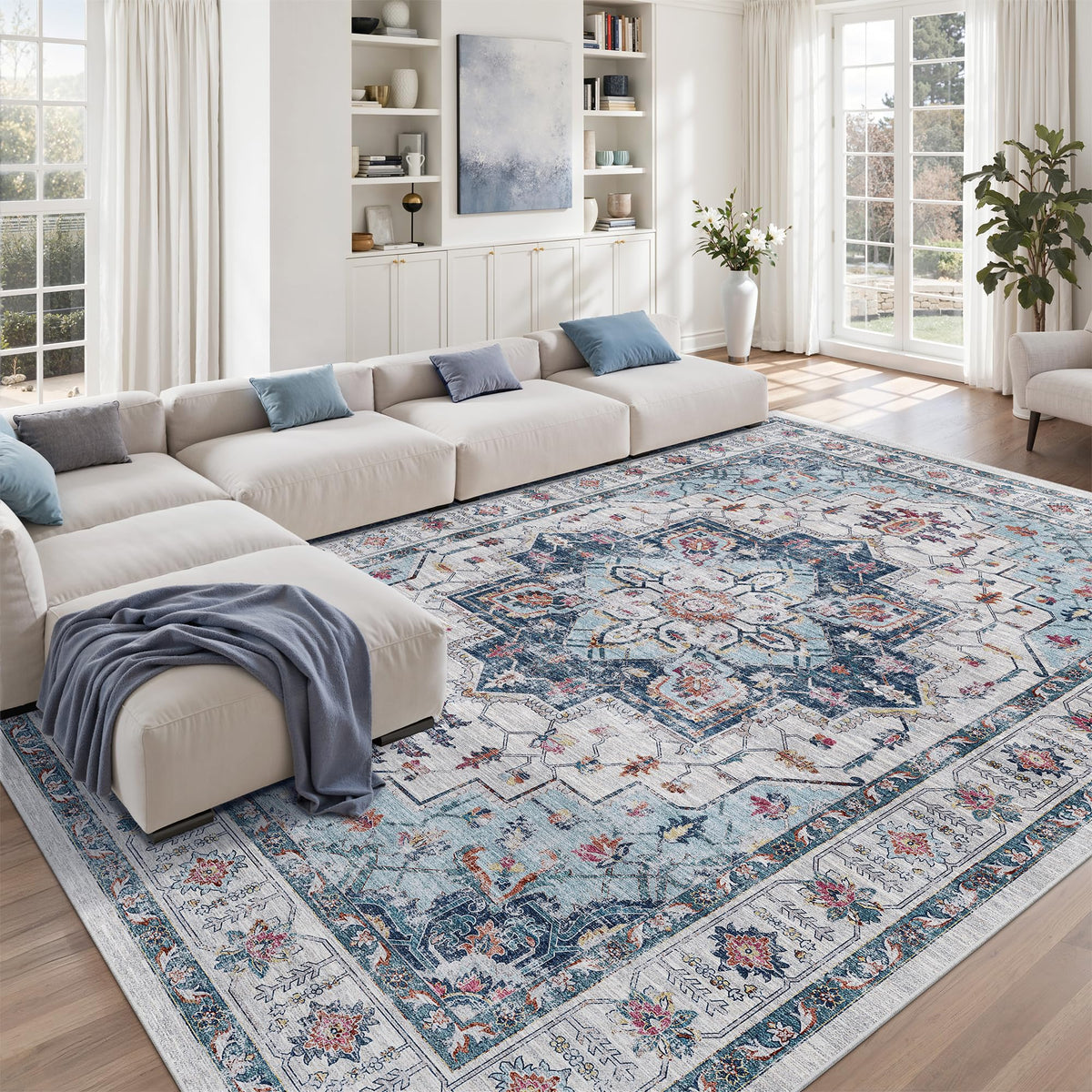 zesthome 5x7 Area Rugs for Living Room,Large Washable Rug,Orange