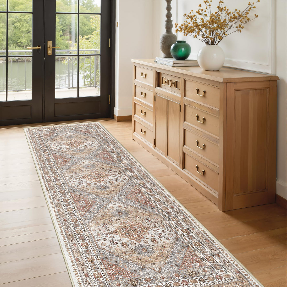 4x6 Area Rugs for Living Room, Non Slip Rugs for Bedroom, Beige
