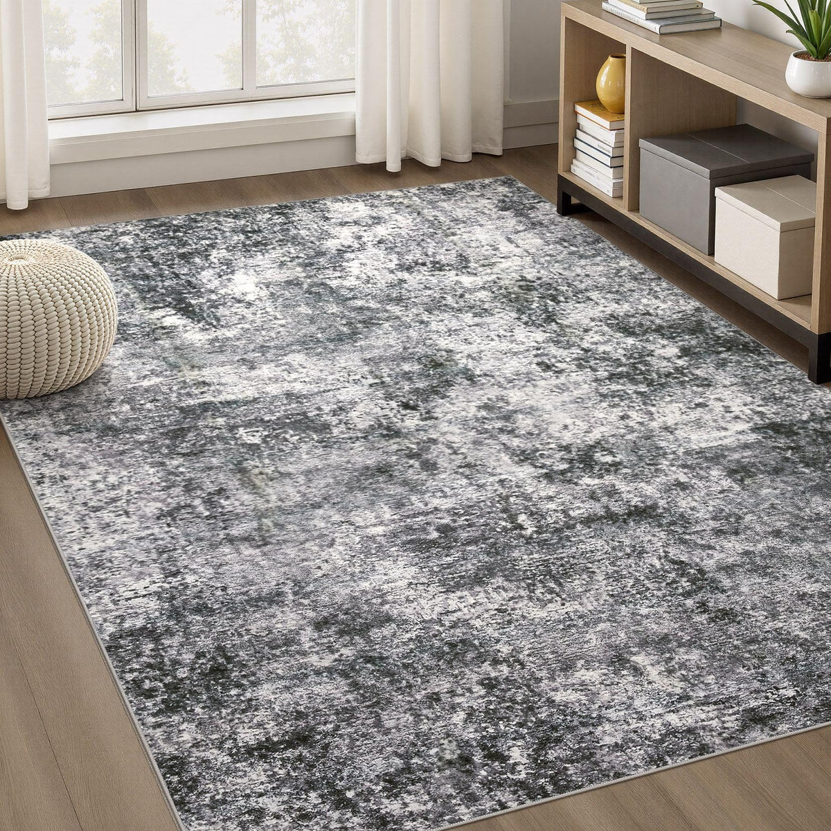DMOYEST Area Rug Living Room Rugs 5x7 Washable Abstract Beige Blue Carpet
