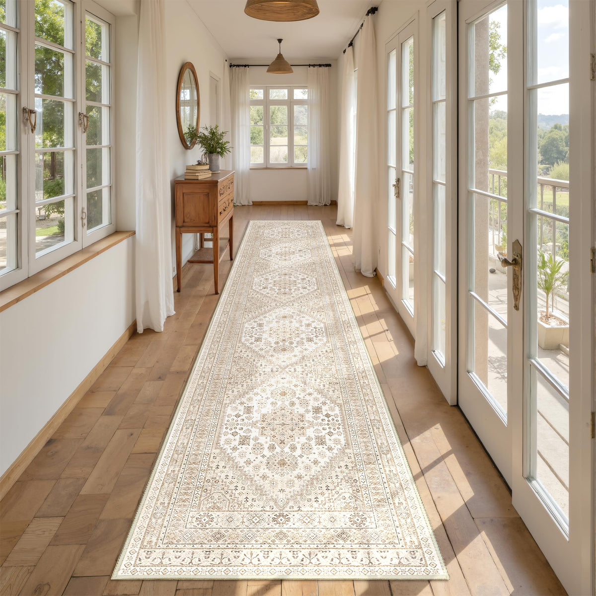 4x6 Area Rugs for Living Room, Non Slip Rugs for Bedroom, Beige