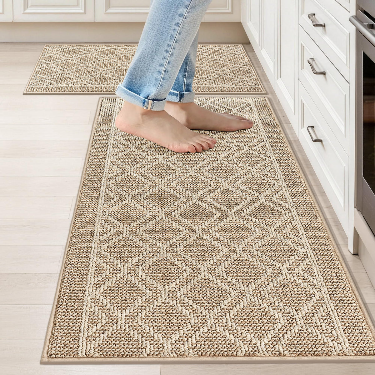 COSY HOMEER 48x20Inch/30X20Inch Kitchen Rug Mats,Grey