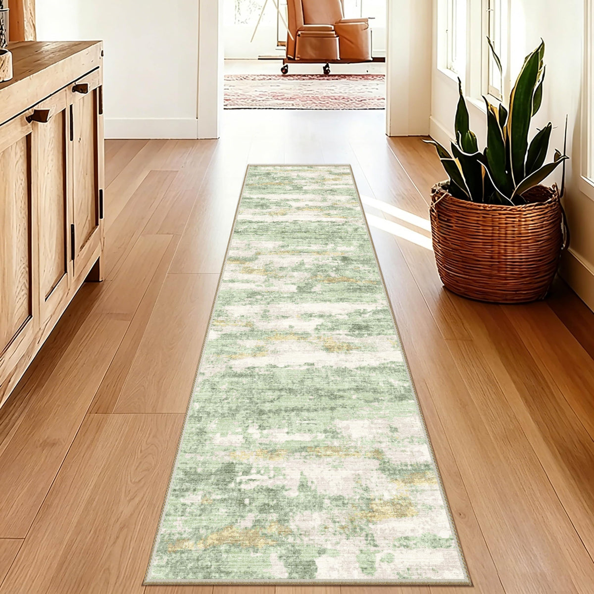 5x7 Area Rugs - Ultra-Thin Washble Rugs,Non-Slip Low Pile Abstract Print Rugs for Living Room,Home Office Decor,Stain Resistant Machine Washable Area Rug