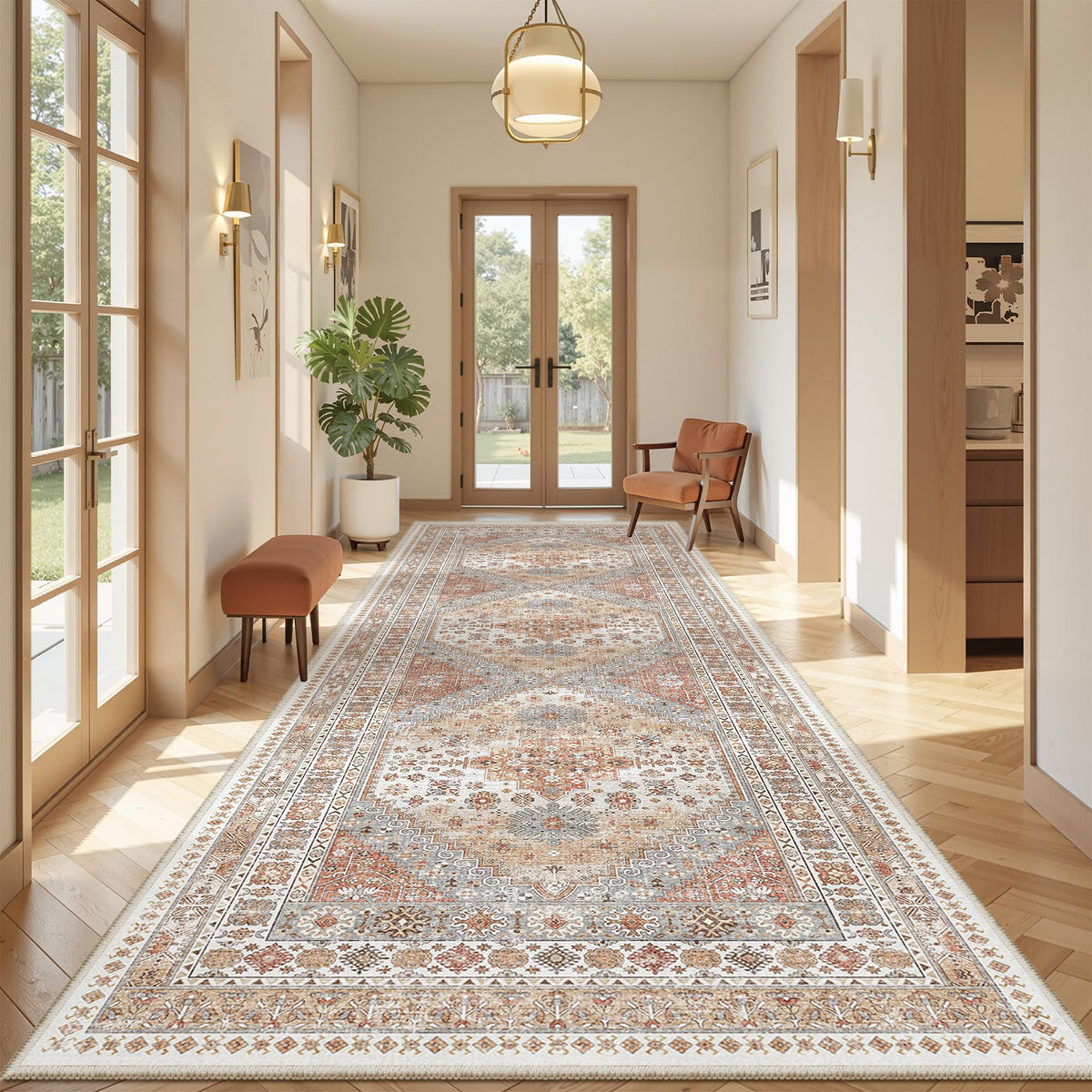 zesthome 5x7 Area Rugs for Living Room,Large Washable Rug,Orange