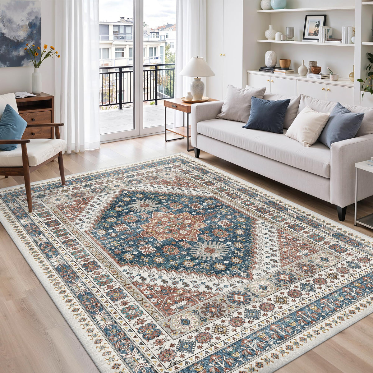 zesthome 5x7 Area Rugs for Living Room,Large Washable Rug,Orange