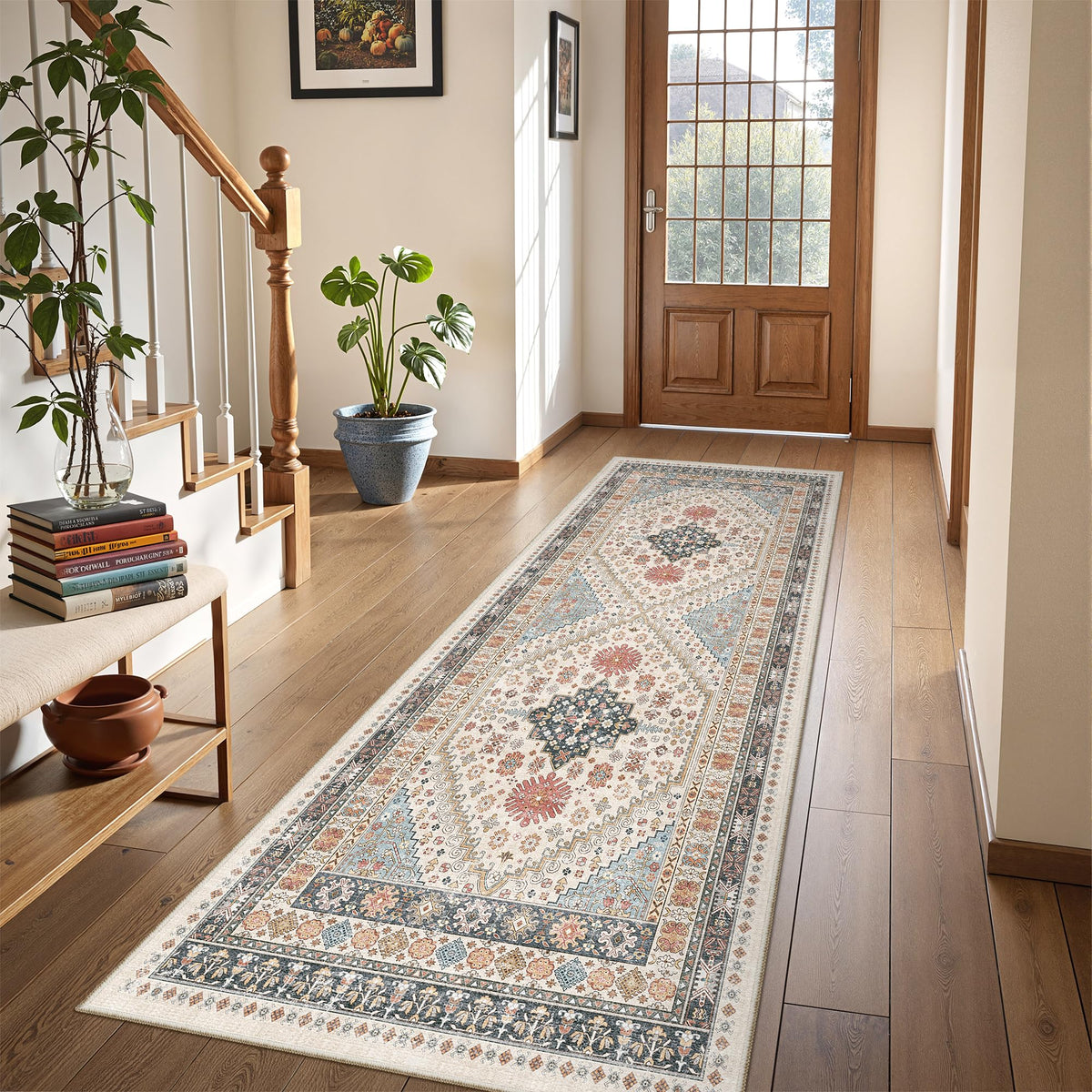 4x6 Area Rugs for Living Room, Non Slip Rugs for Bedroom, Beige