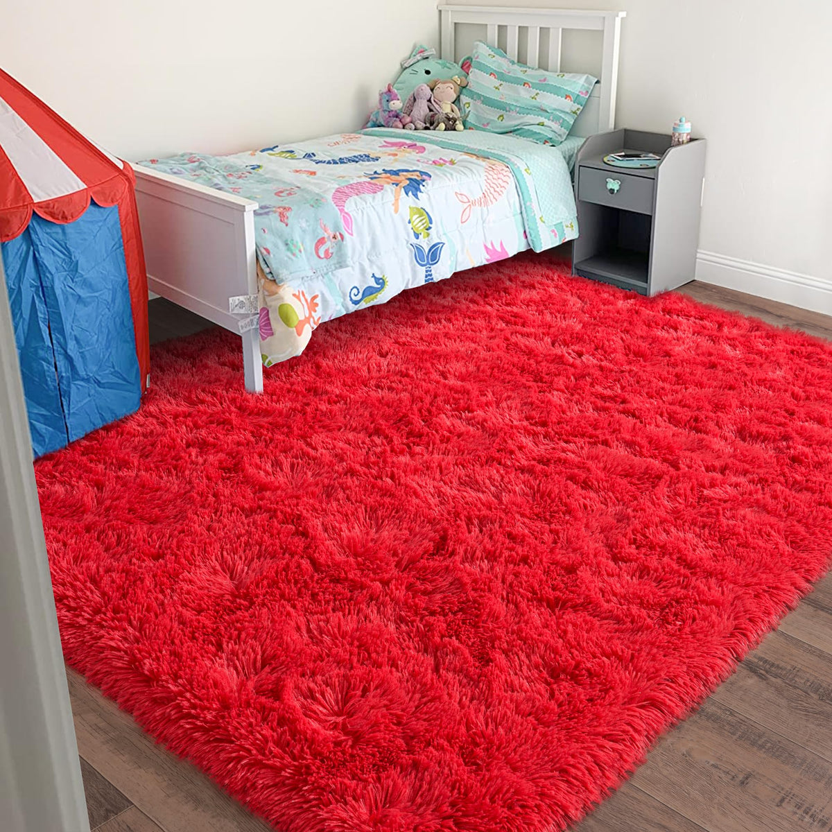 Black Rug for Bedroom, Soft Shaggy Modern Shag 4x6 Area Rugs for Living Room, Upgrade Non-Slip Plush Fluffy Carpet for Kids Boys Girls Room Dorm Home Decor Aesthetic