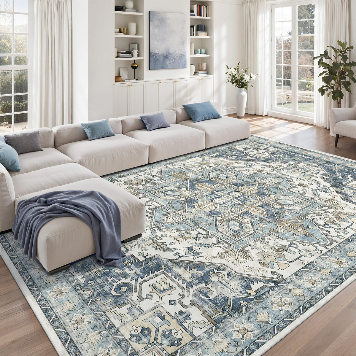 zesthome 5x7 Area Rugs for Living Room,Large Washable Rug,Orange