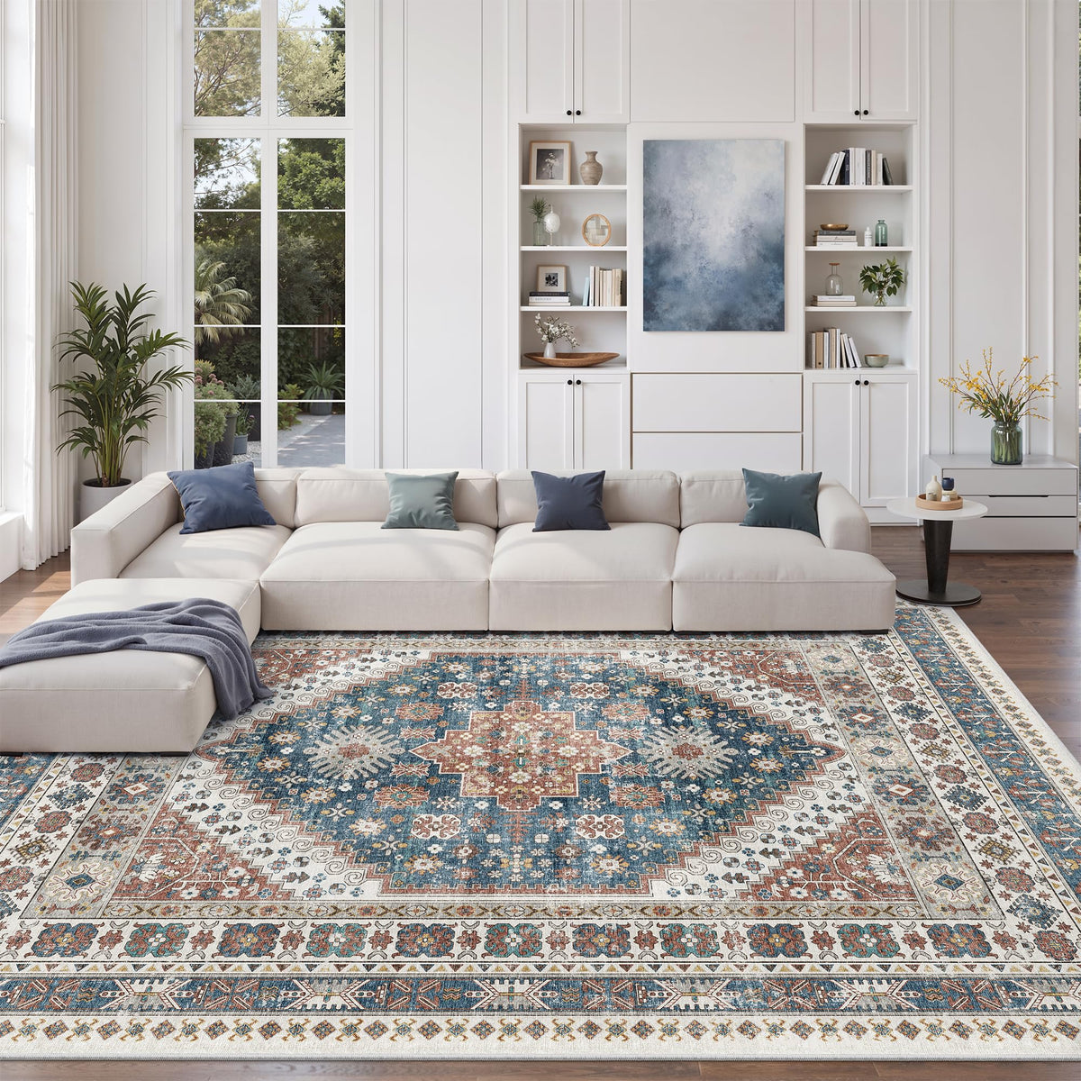 zesthome 5x7 Area Rugs for Living Room,Large Washable Rug,Orange