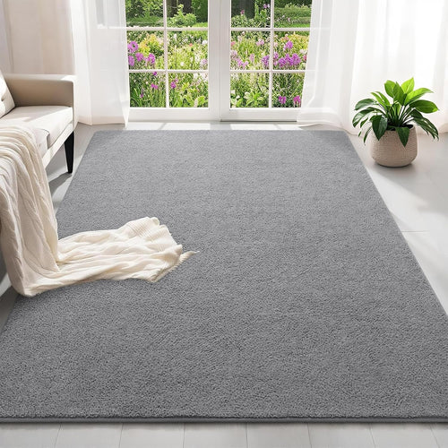 6x9 Feet Grey Area Rugs for Bedroom, Indoor Washable Memory Foam Rug for Living Room, Modern Aesthetic Minimalist Non-Slip Carpets for Kids Boys Girls Adults Dorm Home Decor