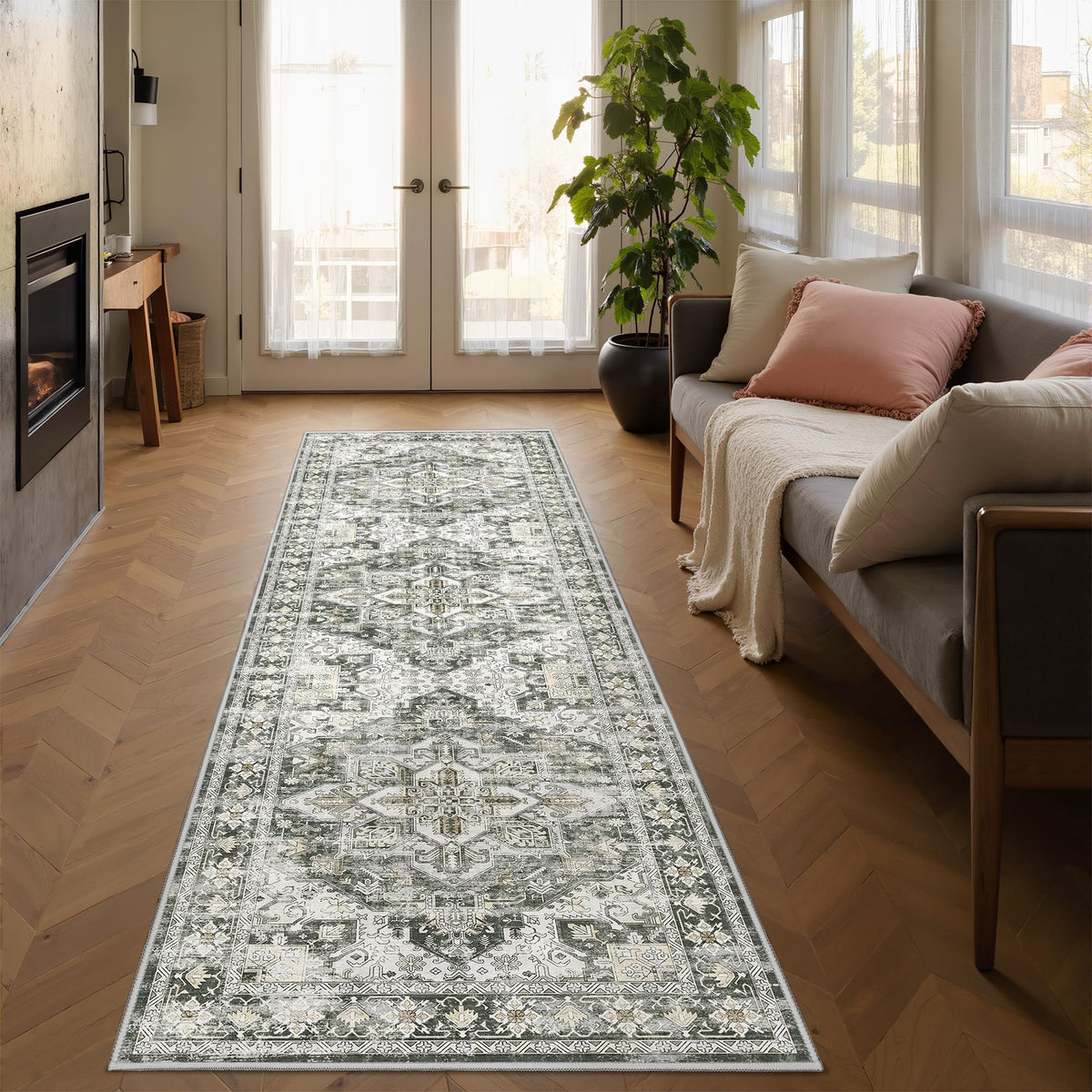 4x6 Area Rugs for Living Room, Non Slip Rugs for Bedroom, Beige