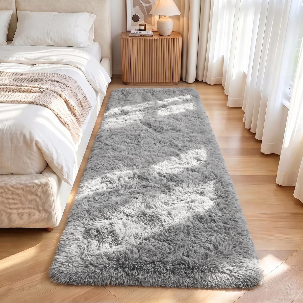 LOCHAS 4x6 Area Rugs Fluffy Living Room Carpets for Kids Bedroom, White