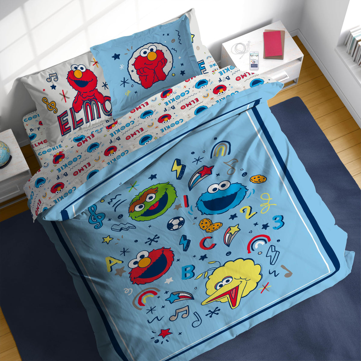 Sunny Side Up Bluey & Friends Full Comforter Set - 7 Piece Kids Bedding Includes Comforter, Sheets & Pillow Cover - Super Soft Microfiber Bed Set