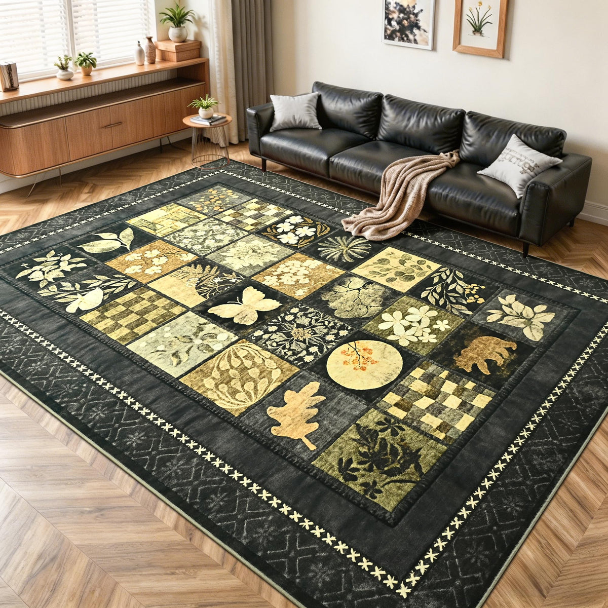 Tepook 4x6 Area Rugs for Living Room, Washable Large Geometric Bedroom Rug