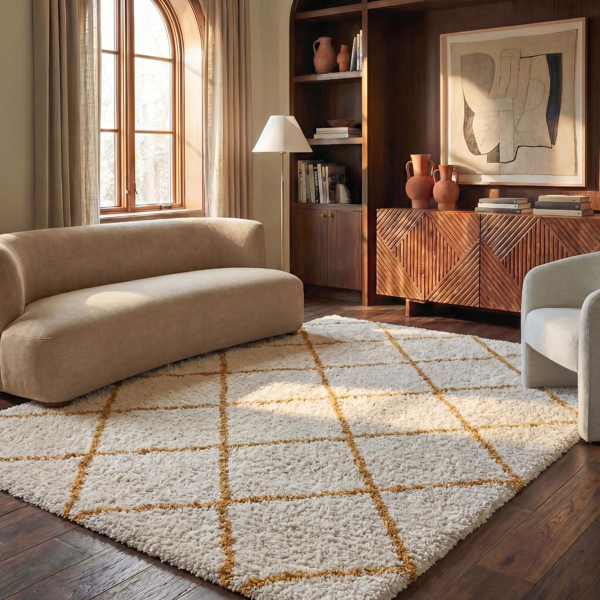 SAFAVIEH Hudson Shag Accent Rug 3'x5', Soft Plush Grey & Beige SGH281J