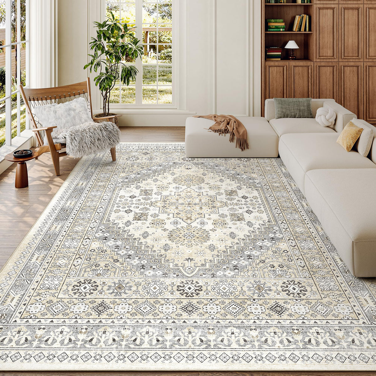 zesthome 5x7 Area Rugs for Living Room,Large Washable Rug,Orange