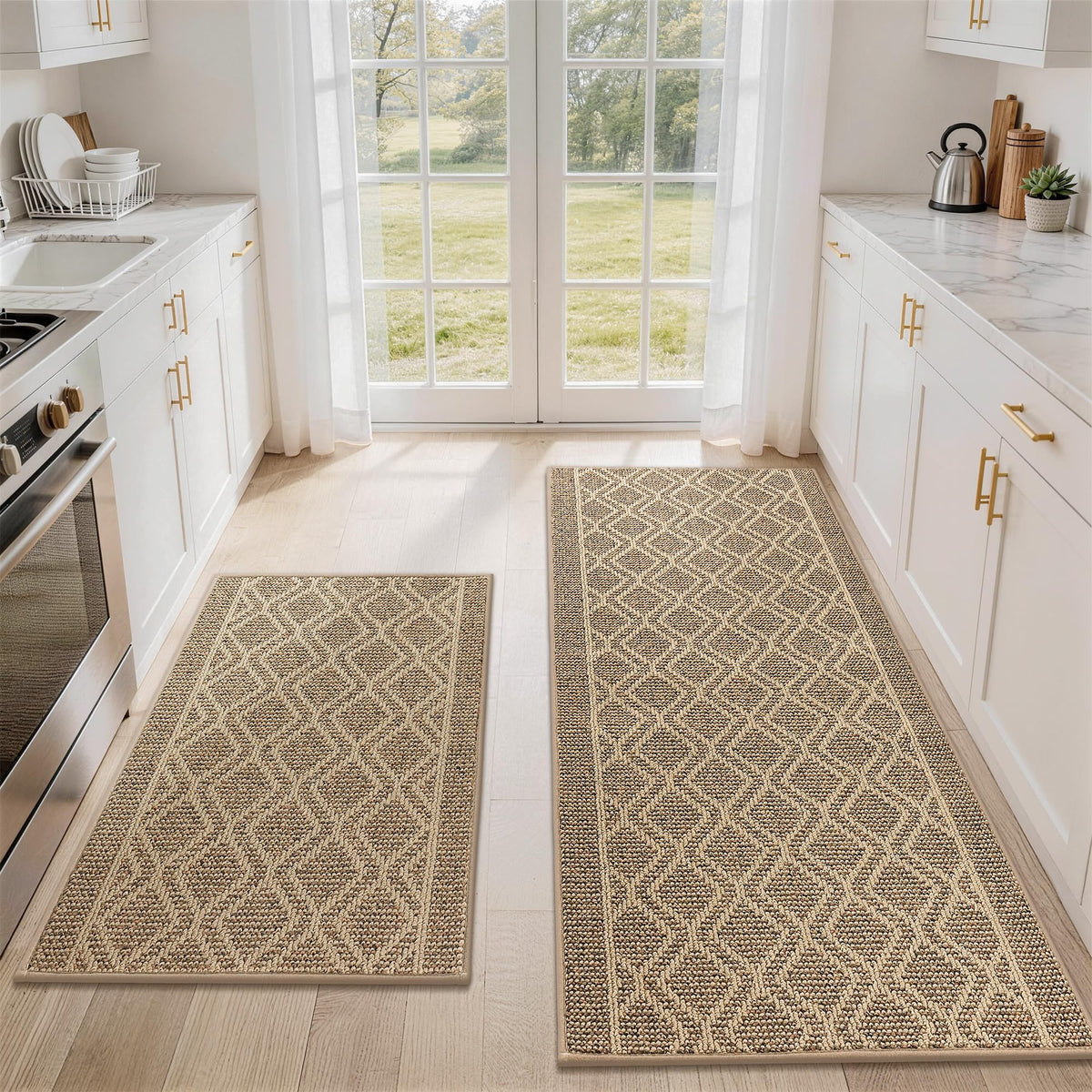 COSY HOMEER 48x20Inch/30X20Inch Kitchen Rug Mats,Grey