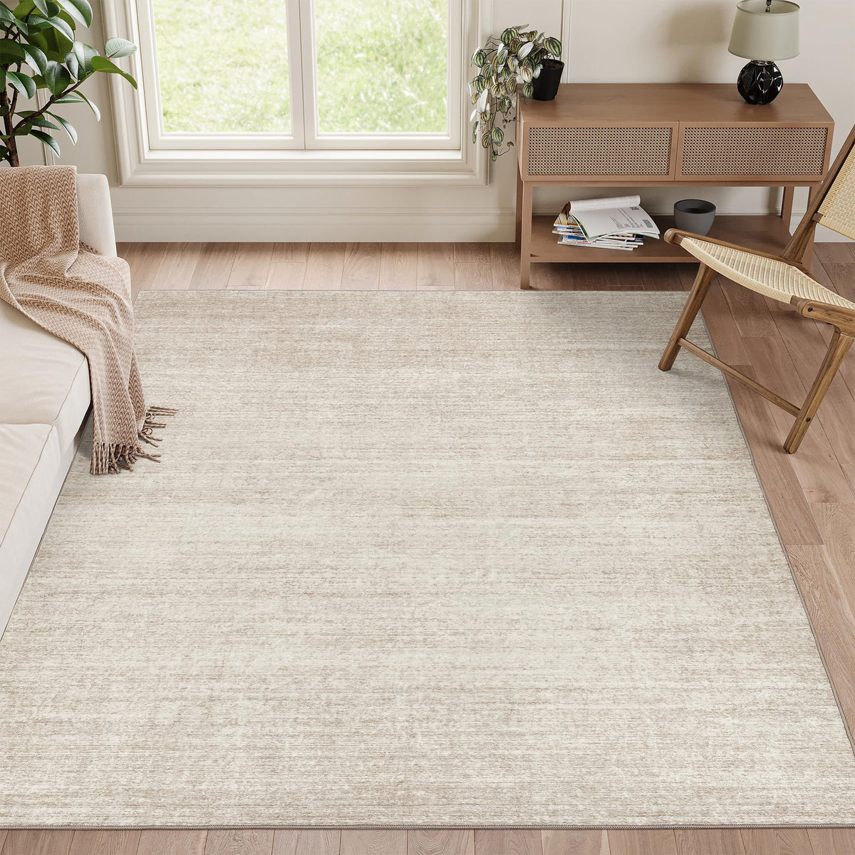 Valenrug Beige 8x10 Area Rugs for Living Room, Large Washable Rug Non Slip