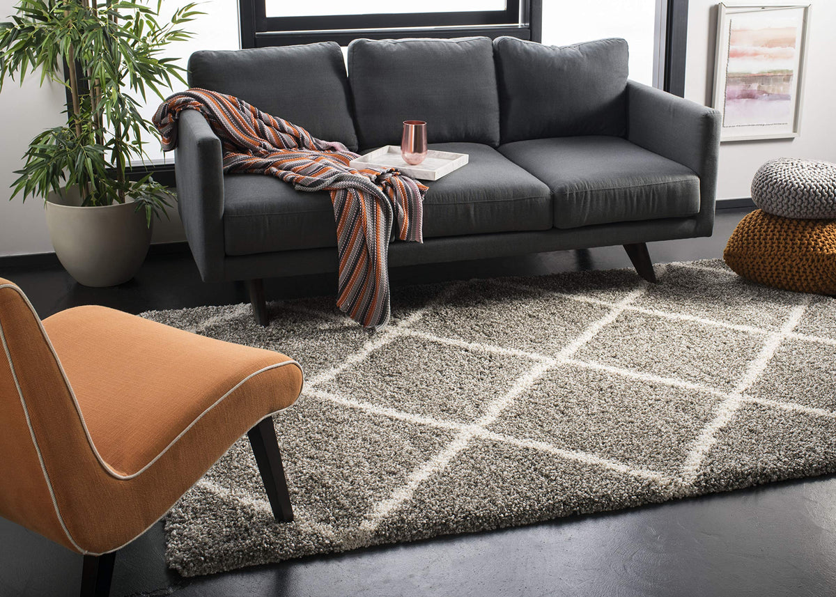 SAFAVIEH Hudson Shag Accent Rug 3'x5', Soft Plush Grey & Beige SGH281J