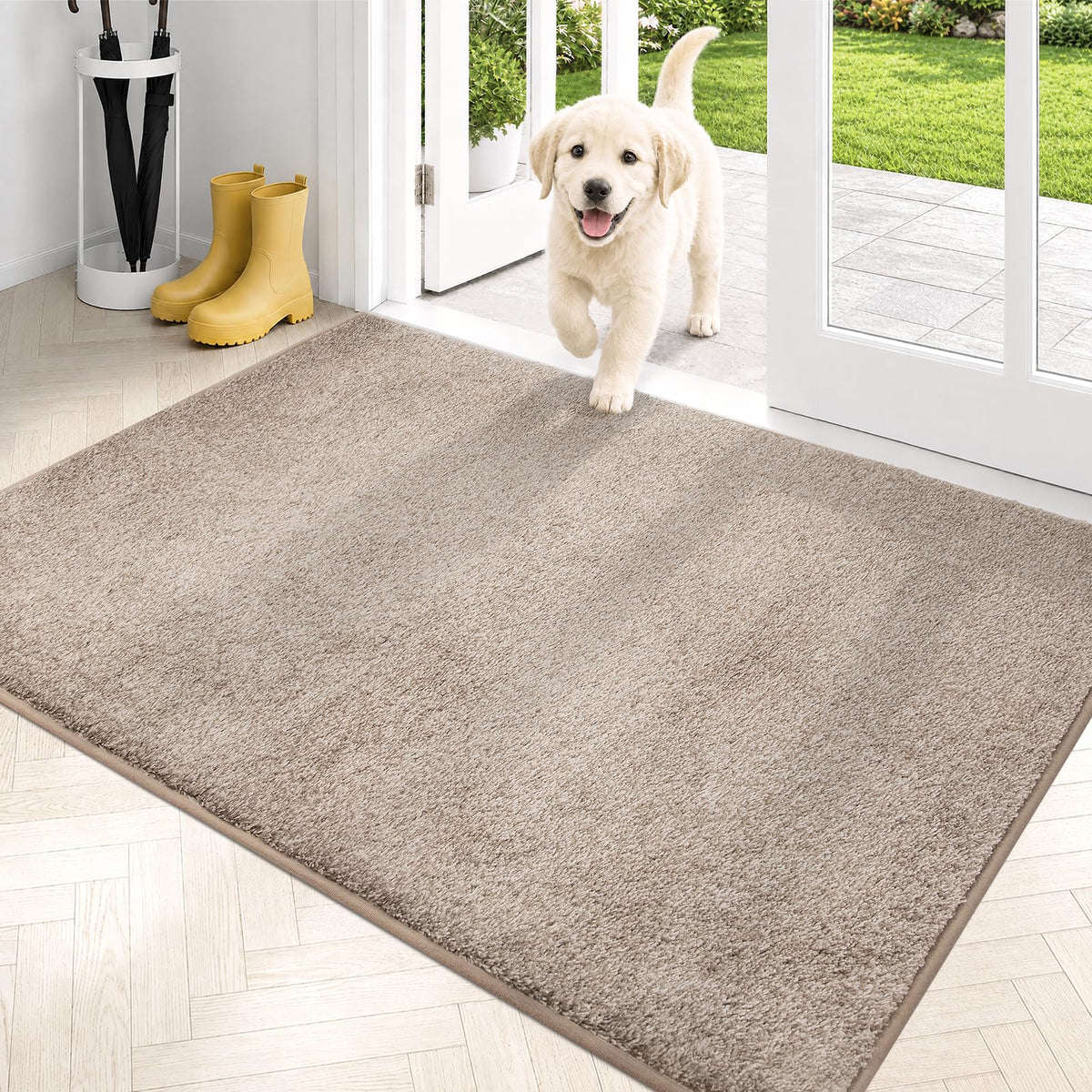 PURRUGS Dirt Trapping Indoor Door Mat, 20" x 31.5", Bluish Grey-Black