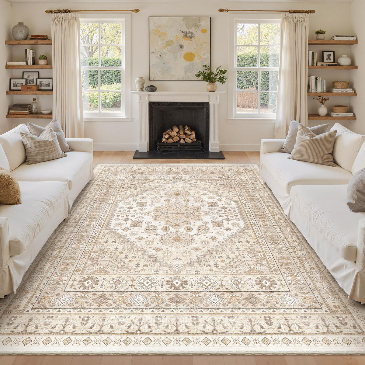 zesthome 5x7 Area Rugs for Living Room,Large Washable Rug,Orange