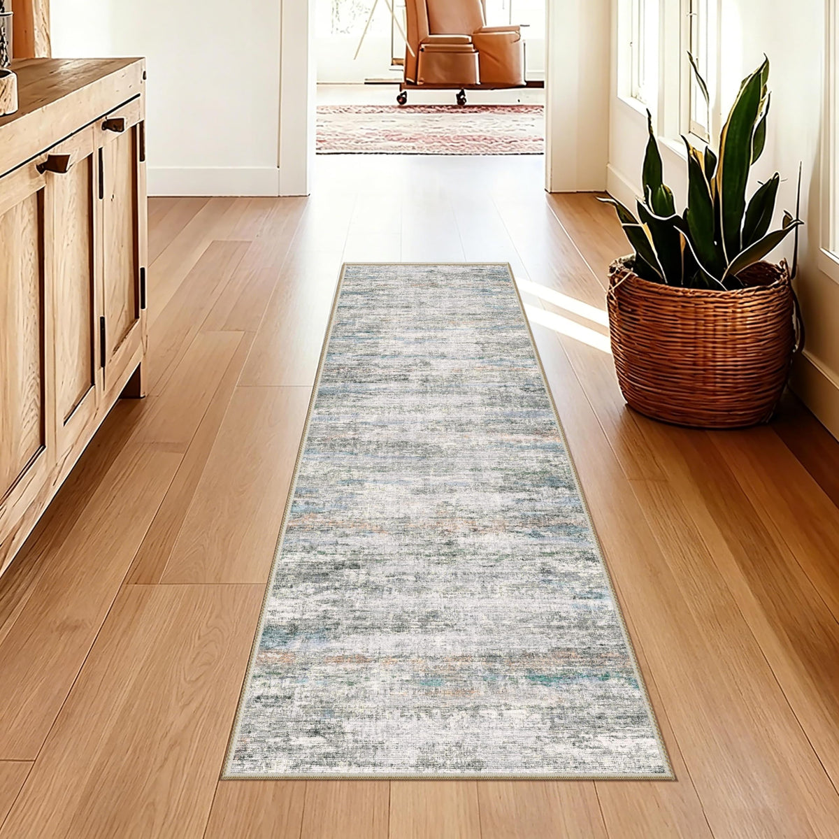 5x7 Area Rugs - Ultra-Thin Washble Rugs,Non-Slip Low Pile Abstract Print Rugs for Living Room,Home Office Decor,Stain Resistant Machine Washable Area Rug