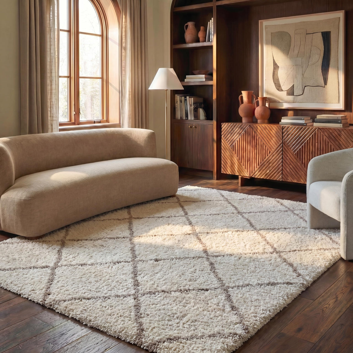 SAFAVIEH Hudson Shag Accent Rug 3'x5', Soft Plush Grey & Beige SGH281J