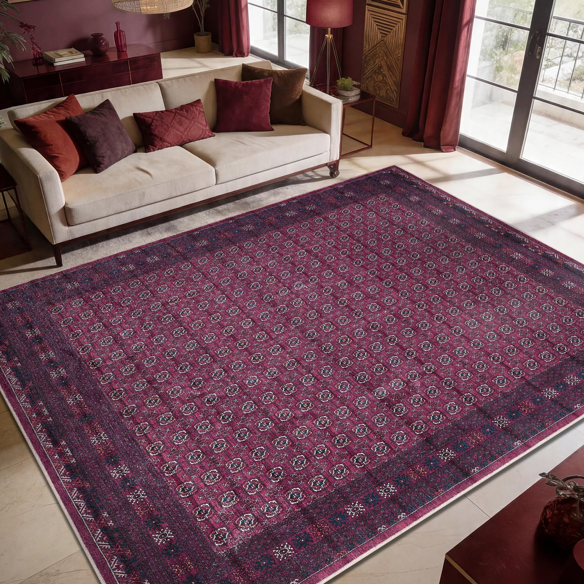 Keen Home Design Vintage Washable Entryway Rug, Non-Slip Low Pile, 3x5