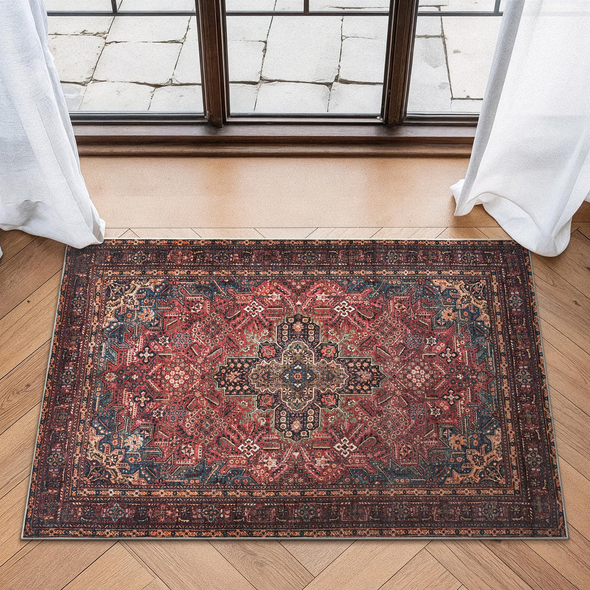 Bloom Rugs Washable Non-Slip 8' x 10' Rug - Gray/Charcoal/Blue Modern Abstract Area Rug for Living Room, Bedroom, Dining Room, and Kitchen - Exact Size: 8' x 10'
