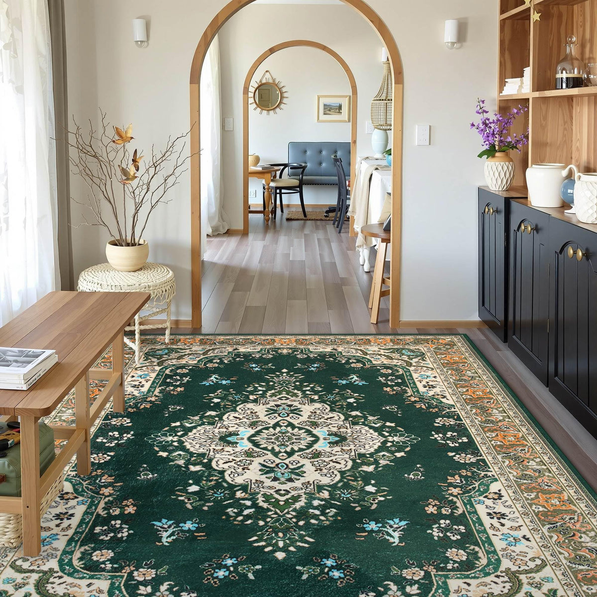 CRYPTOLITE Abstract Area Rug Washable Rug with Non-Slip Backing Low Pile Area Rugs for Living Room,Bedroom,Dining Room,4x6, Gold&Grey