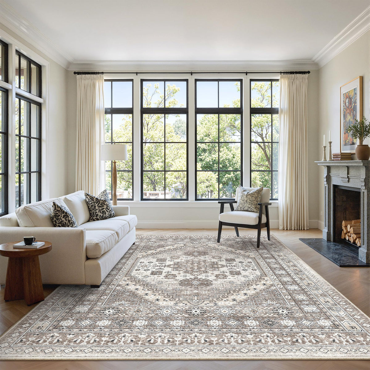 zesthome 5x7 Area Rugs for Living Room,Large Washable Rug,Orange