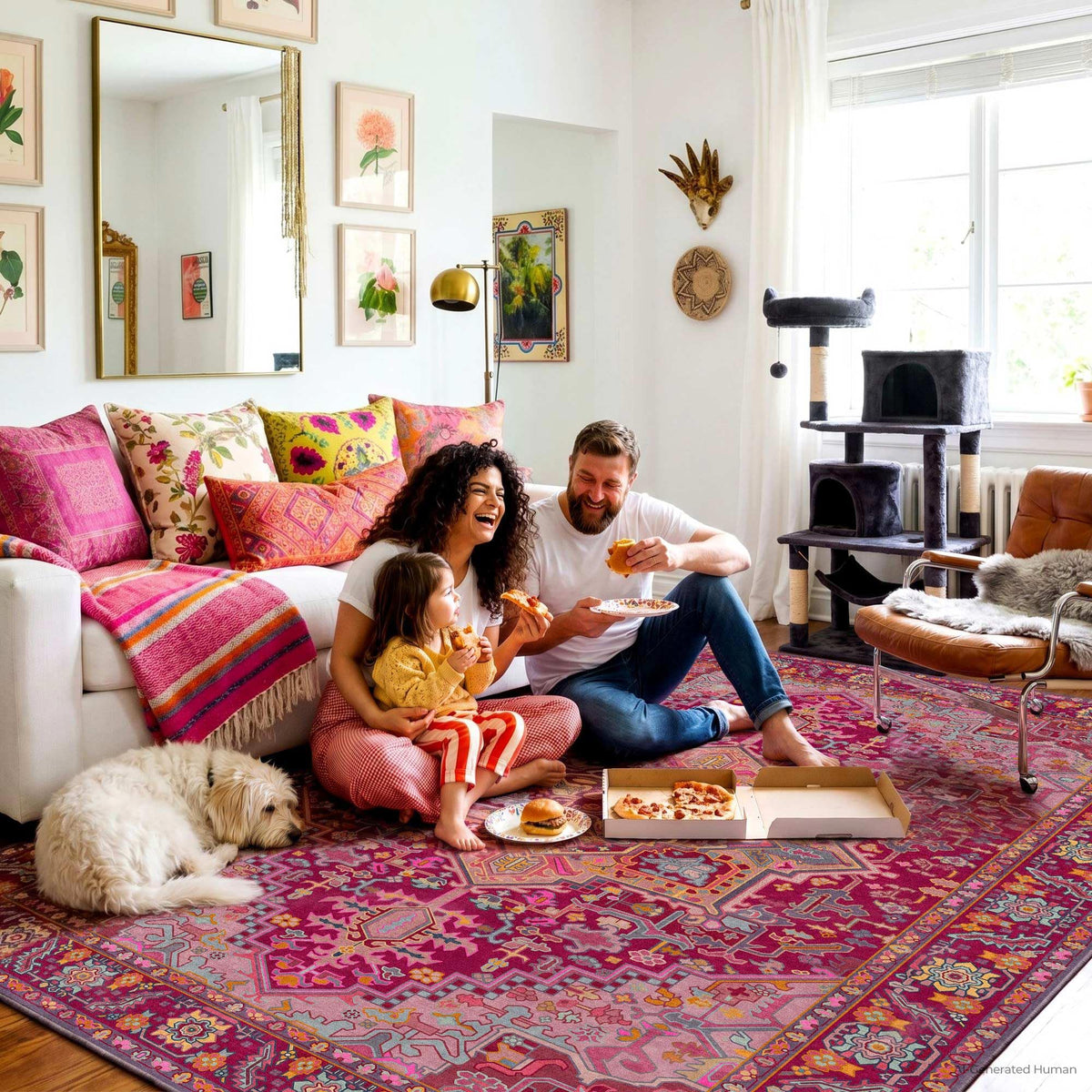 Kokia 9x12 Washable Area Rugs Maroon with Vintage Orient Design, Soft Rug for Living Room or Bedroom, Non-Slip Low Pile Stain Resistance Features, Distressed Medallion Pattern