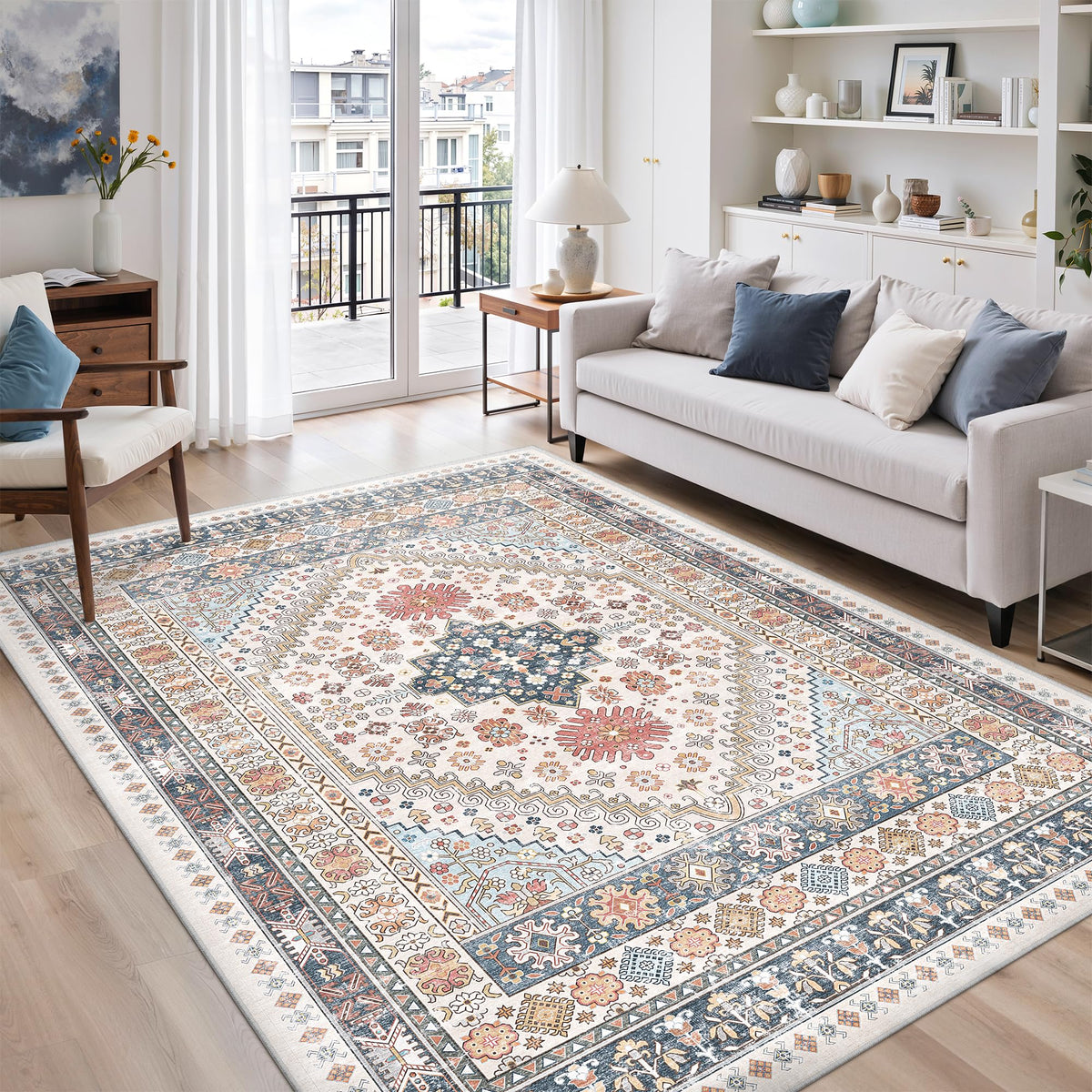zesthome 5x7 Area Rugs for Living Room,Large Washable Rug,Orange
